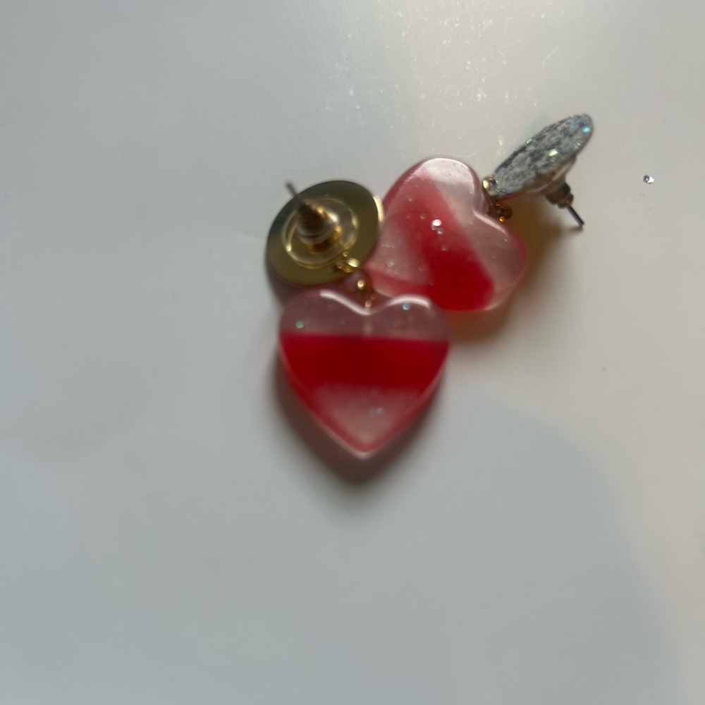 Heart-Shaped Red and Pink Earrings - Picture 7 of 7